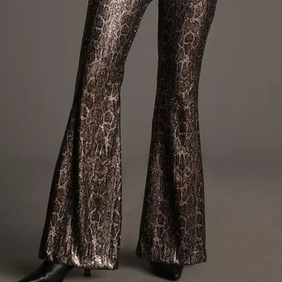 Anthropologie Sequin Snake Python Wide Leg Pants - Picture 3 of 13